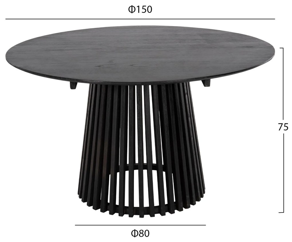 ΤΡΑΠΕΖΙ ΤΡΑΠΕΖΑΡΙΑΣ FRANTZ ΜΑΣΙΦ MINDI ΞΥΛΟ ΣΕ ΜΑΥΡΟ Φ150x75Υεκ