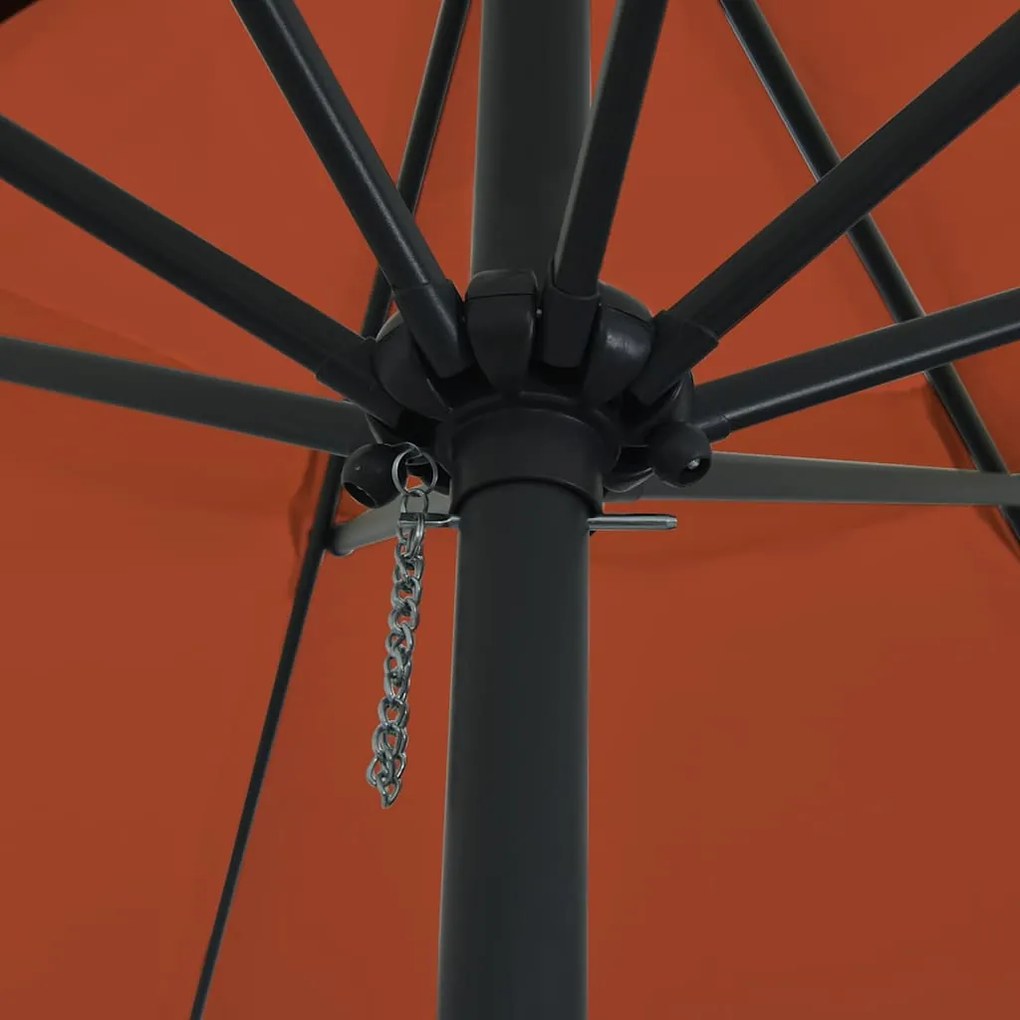 vidaXL Ομπρέλα Κήπου Τερακότα 395 x 395 x 245 εκ.