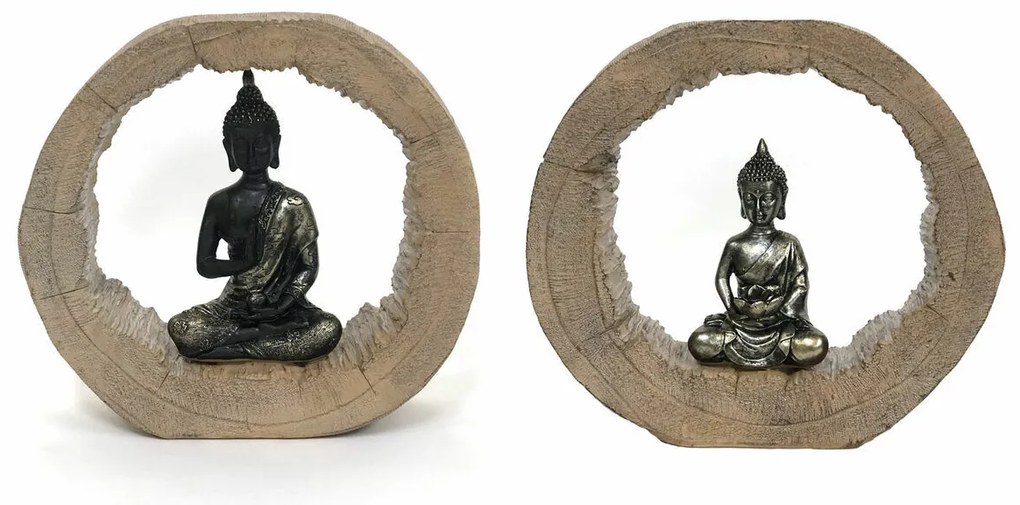 Διακοσμητική Φιγούρα DKD Home Decor Μαύρο Φυσικό Βούδας 20,5 x 6 x 18,5 cm (x2)