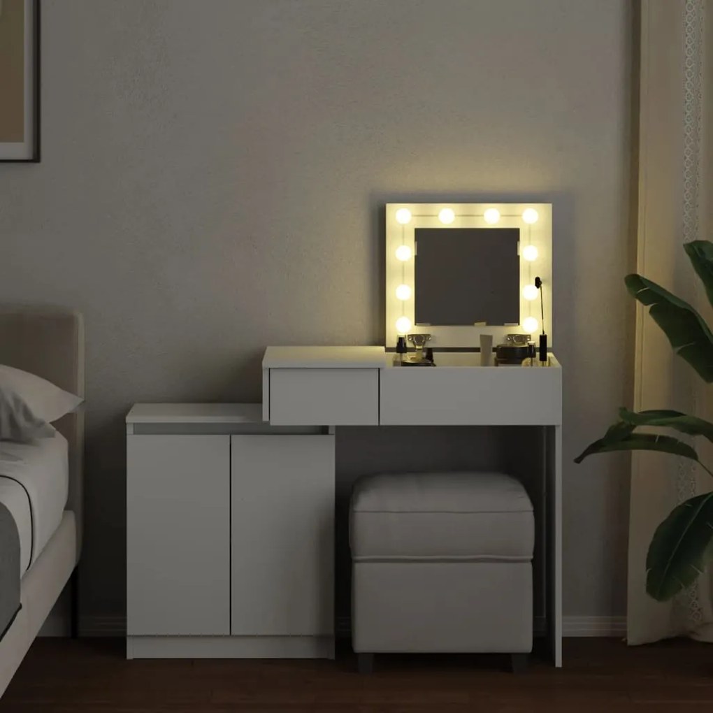 Μπουντουάρ με LED Λευκό 115x37x110,5 εκ. - Λευκό
