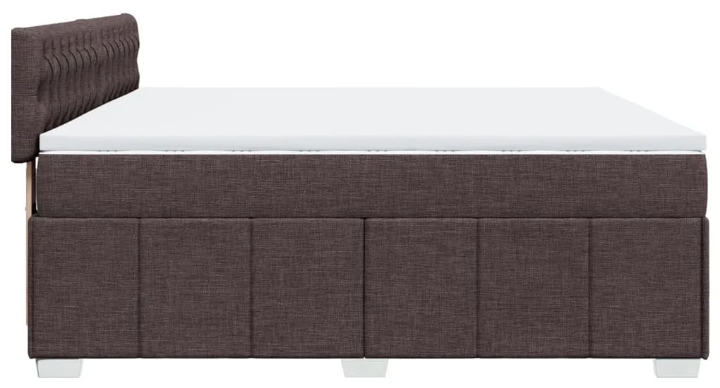 Κρεβάτι Boxspring με Στρώμα Σκούρο Καφέ 200x200 εκ. Υφασμάτινο - Καφέ