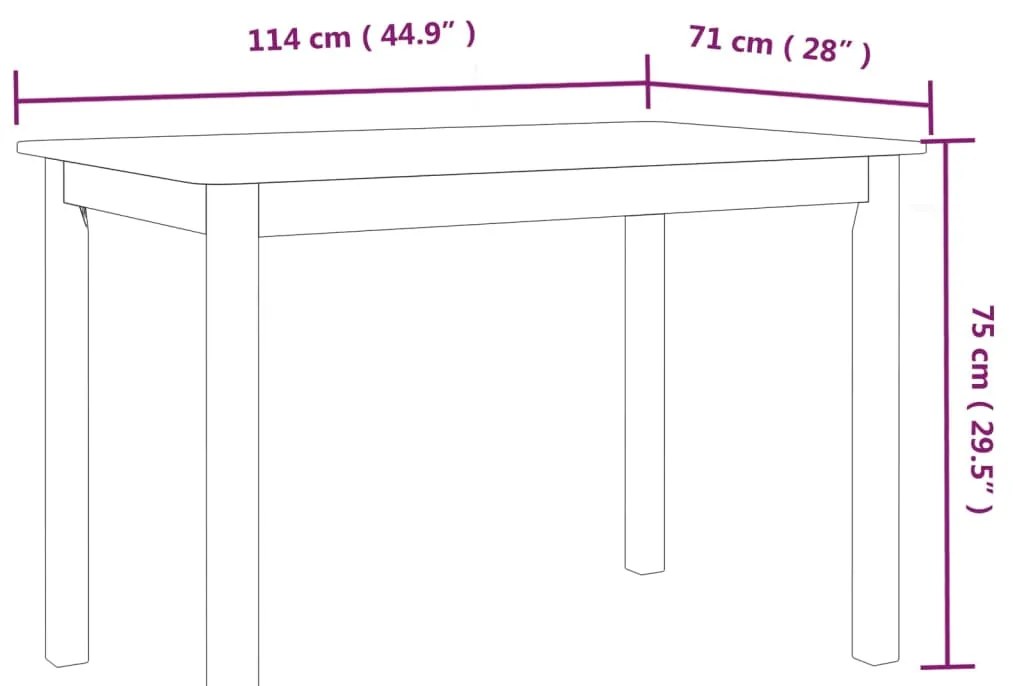 vidaXL Τραπεζαρία Λευκή/Καφέ 114x71x75 εκ Μασίφ Ξύλο Καουτσουκόδεντρου