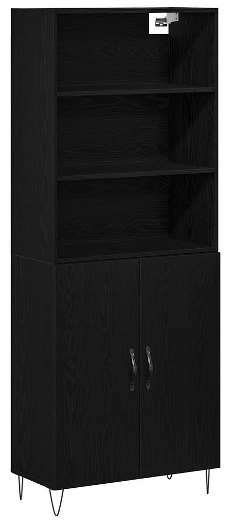 vidaXL Υψηλό Ντουλάπι Μαύρης Δρυός 69.5x34x180 εκ. Μοριοσανίδες