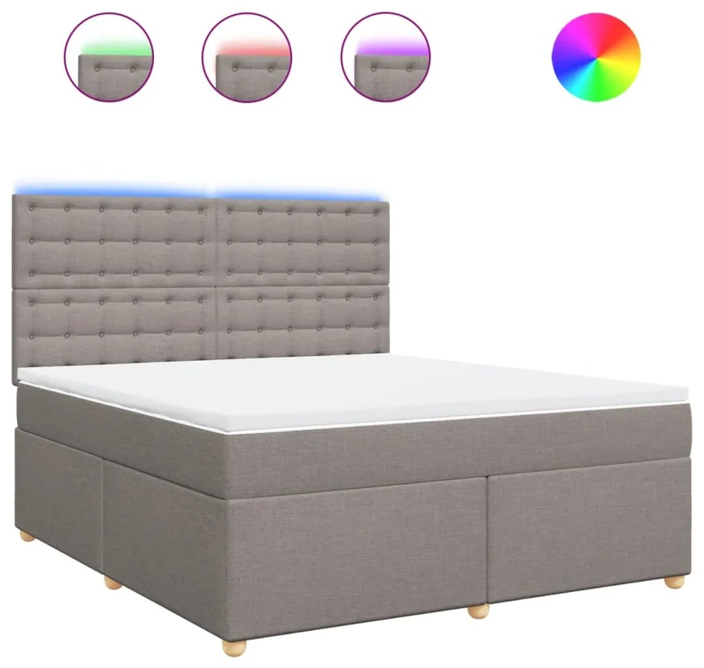 Κρεβάτι Boxspring με Στρώμα Taupe 180x200 εκ. Υφασμάτινο - Μπεζ-Γκρι