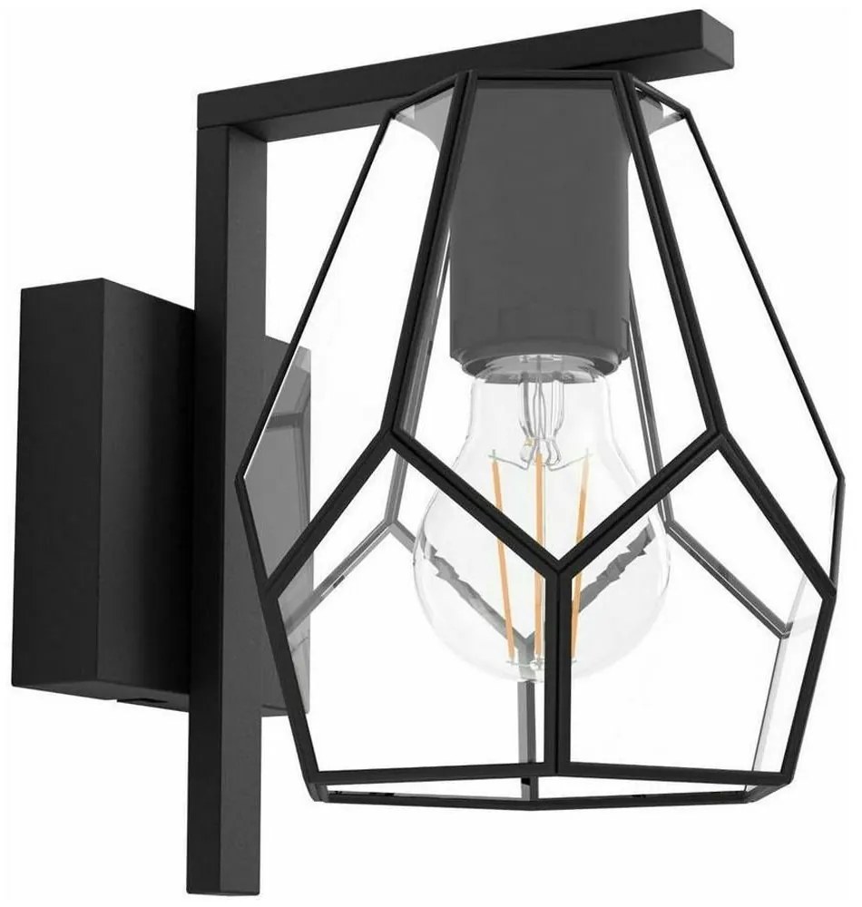 Φωτιστικό Τοίχου - Απλίκα 43645 Mardyke 1/E27 Black-Clear Eglo Metal, Glass