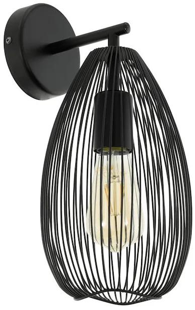 Eglo Clevedon Vintage Φωτιστικό Τοίχου με Ντουί E27 σε Μαύρο Χρώμα 49143