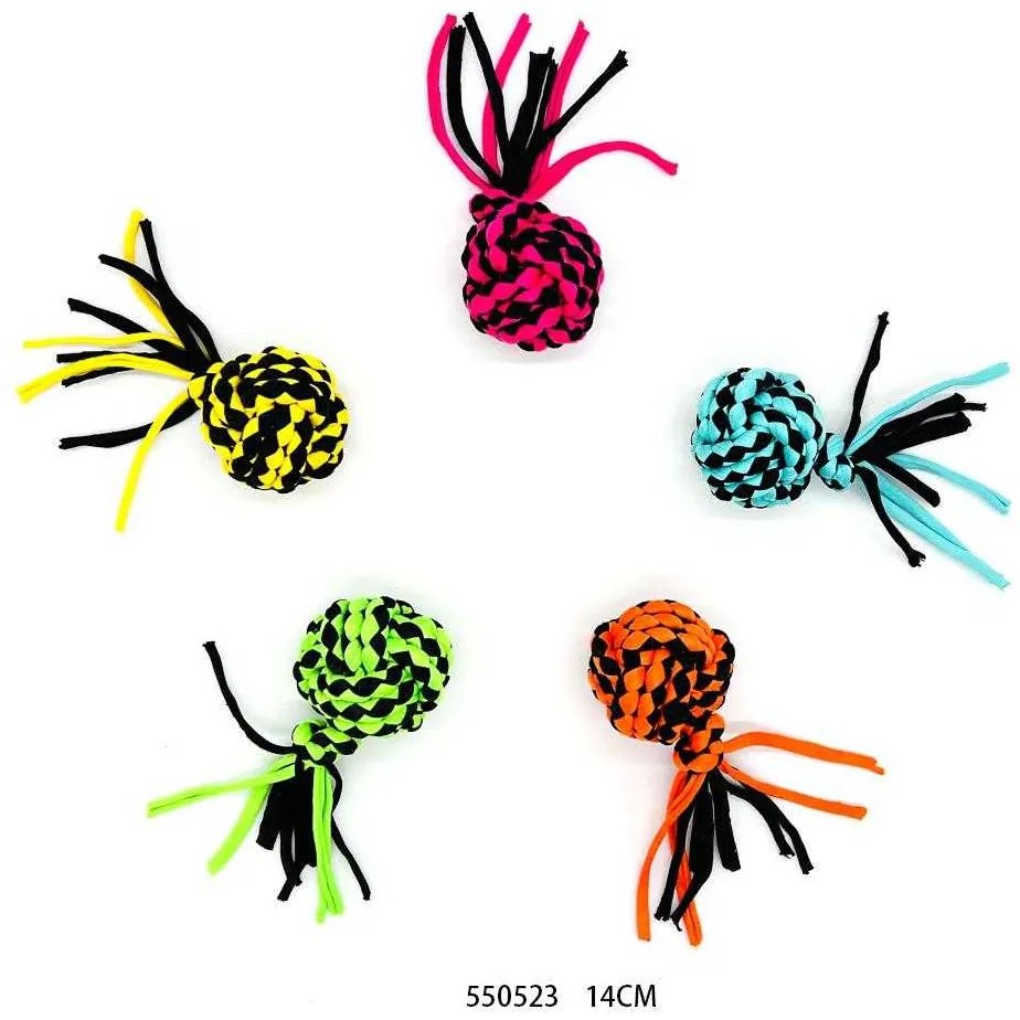 Υφασμάτινο παιχνίδι σκύλου μπάλα πλεκτή - 14cm - 12pcs - 550523