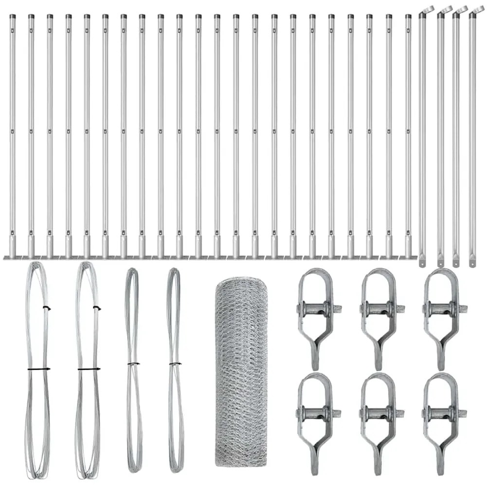 vidaXL Στύλος Περιφράξεων Ασημί 50 x 0,4 μ (25 mm πλέγμα) Ατσάλι