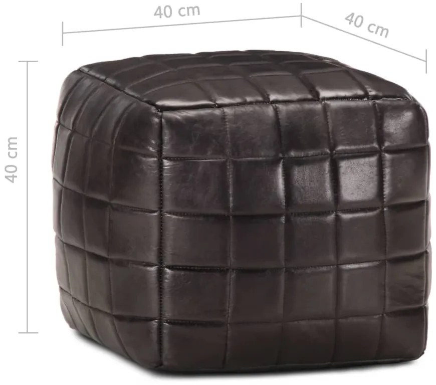 vidaXL Πουφ Μαύρο 40 x 40 x 40 εκ. από Γνήσιο Δέρμα Κατσίκας