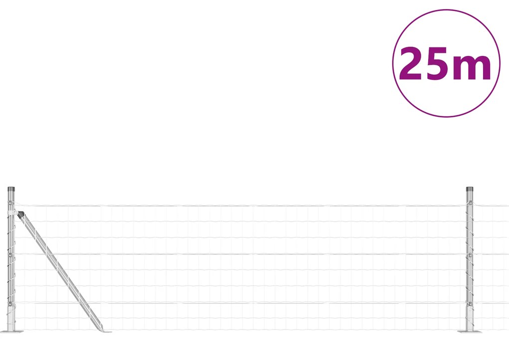 vidaXL Euro Fence με 13 Στηρίγματα 0,6x25 μ Γαλβανισμένο Ατσάλι