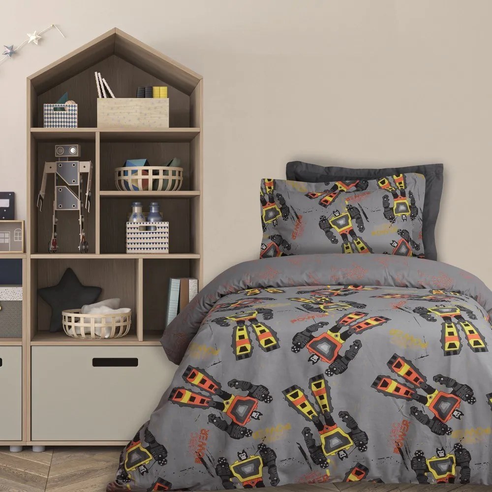 Παπλωματοθήκη Παιδική 4974 (Σετ 2τμχ) Grey Das Home Μονό 160x240cm 100% Βαμβάκι