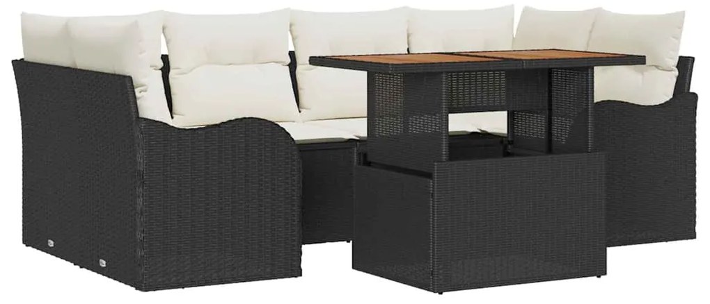 vidaXL Σετ Καναπέ Κήπου 7 pcs Μαύρο και κρεμ 100 x 55 x 73 εκ