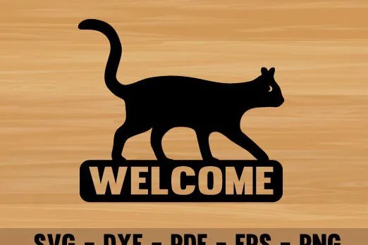 Σετ των 2 Intra απο ξύλο plywood 3mm-4mm πάχος Cat Welcome Design Διακοσμητικό τοίχου με Δίασταση 40x40 cm INTRAFABR-70294134