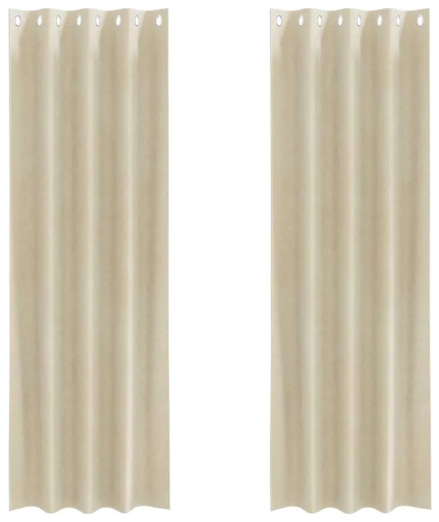 vidaXL Κουρτίνες με κουρτίνες 2 pcs Κρεμ 140 x 245 cm Βελούδο
