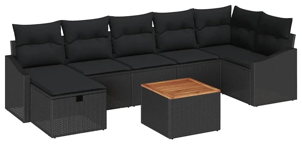 vidaXL Σετ Καναπέ Κήπου με μαξιλάρι 8 pcs Μαύρο Πολυ ράταν