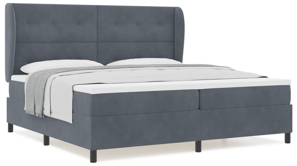vidaXL Κρεβάτι Box Spring με Στρώμα Γκρι 200x200 εκ. Βελούδο