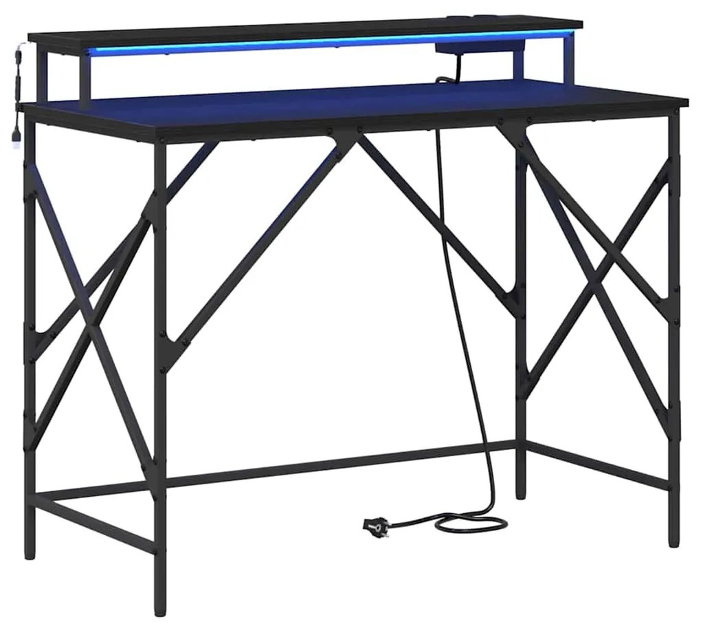 vidaXL Γραφείο Μαύρη δρυς 100 x 50 x 86.5 εκ Επεξεργασμένο ξύλο