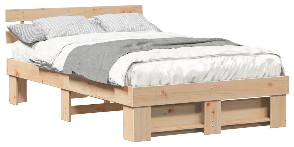 vidaXL Σκελετός Κρεβατιού Καφέ 140 x 190 cm Συμπαγές ξύλο πεύκου