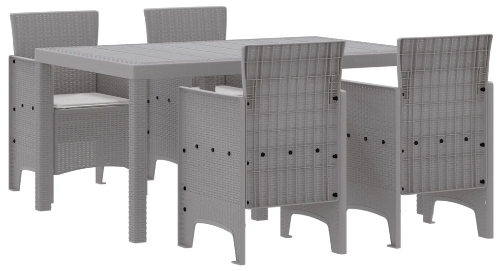 vidaXL Σετ γευμάτων κήπου 5 pcs Ανοιχτό γκρι 150 x 100 x 73 εκ.