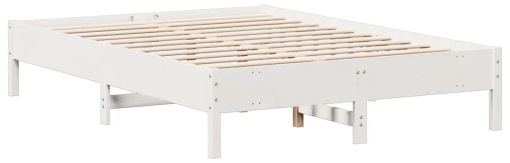 Κρεβάτι Βιβλιοθήκη Χωρίς Στρώμα 120x190 εκ Μασίφ Ξύλο Πεύκου - Λευκό