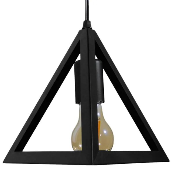 GloboStar® TRIANGLE 01063 Μοντέρνο Κρεμαστό Φωτιστικό Οροφής Μονόφωτο 1 x E27 Μαύρο Μεταλλικό Πλέγμα Φ25 x Y21cm