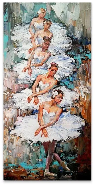 Πίνακας σε καμβά "White Swan Ballerinas" Megapap ψηφιακής εκτύπωσης 50x100x3εκ.
