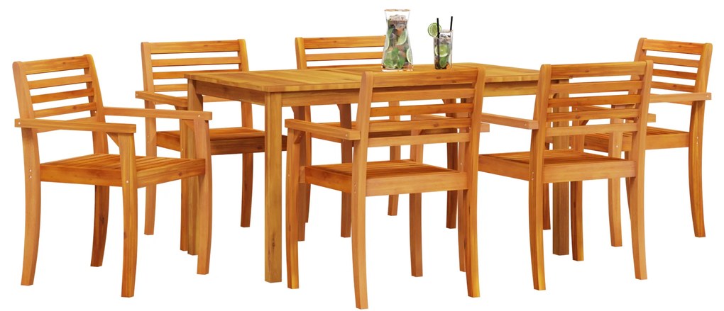 vidaXL Σετ Τραπεζιού Κήπου 7 pcs Καστανό 140 x 80 x 74 cm