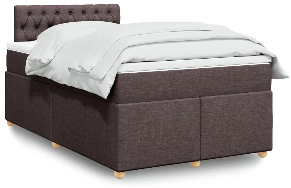 Κρεβάτι Boxspring με Στρώμα Σκούρο Καφέ 120x190 εκ Υφασμάτινο