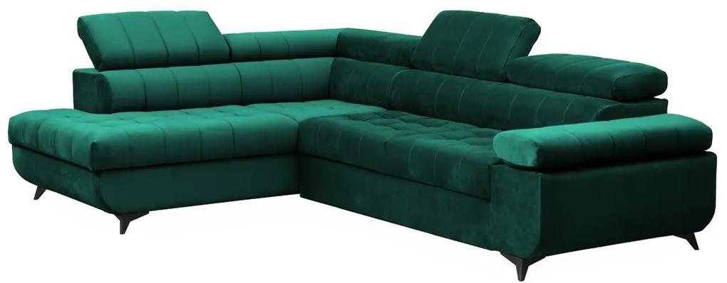 Γωνιακός καναπές αριστερά Dragonis 268x97x201cm  - πράσινο βελούδο BOG22149