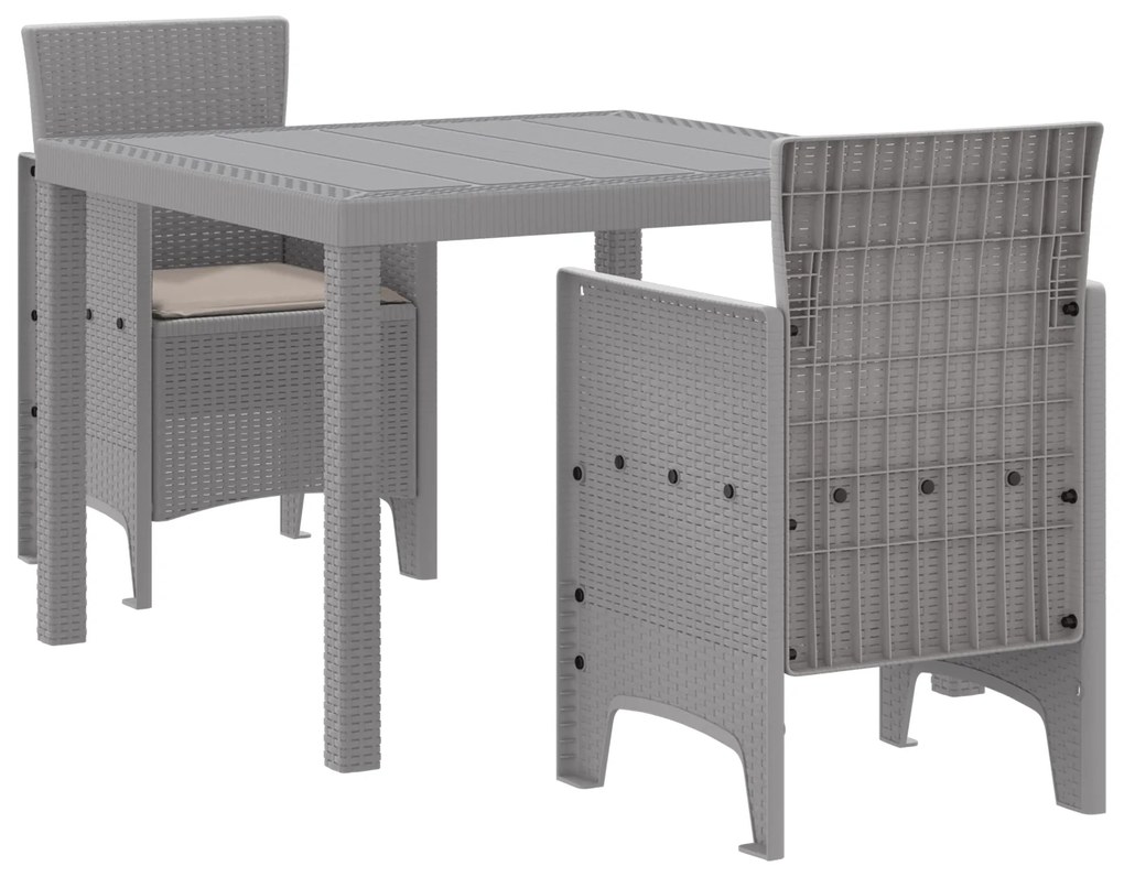 vidaXL Σετ Τραπεζαρίας Κήπου 3 pcs Ανοιχτό γκρι 100 x 100 x 73 εκ
