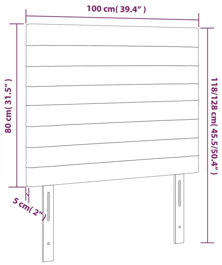 Κεφαλάρι Κρεβατιού LED Σκούρο Γκρι 100x5x118/128 εκ. Βελούδινο - Γκρι