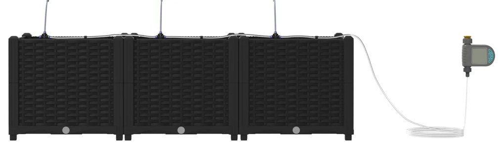 vidaXL Γλάστρες Κήπου 1 τεμ Μαύρο 120 x 40 x 37.5 cm Πλαστικό