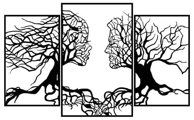 Megapap Διακοσμητικό Τοίχου Tree Love Μεταλλικό Μαύρο 116x1,5x71εκ.