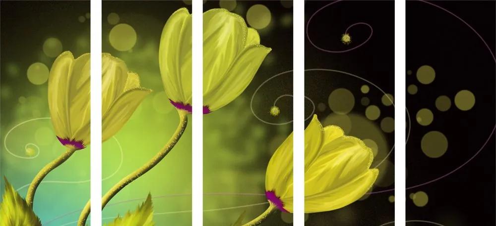 5 μέρος εικόνα λουλούδια από χρυσό - 100x50