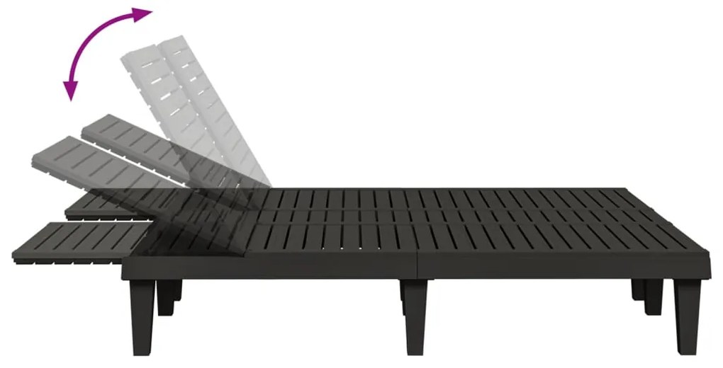 vidaXL Ξαπλώστρα Διπλή Μαύρη 155 x 138 x 83 εκ. από Πολυπροπυλένιο