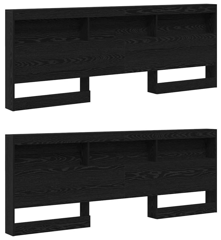 vidaXL Κεφαλάρι Αποθήκης με ράφι Μαύρη Οξυά 200 cm Επεξεργασμένο ξύλο