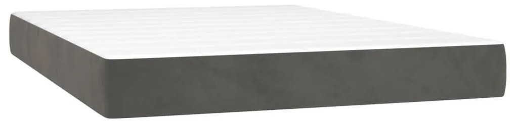 vidaXL Κρεβάτι Boxspring με Στρώμα & LED Σκ. Γκρι 140x200εκ. Βελούδινο
