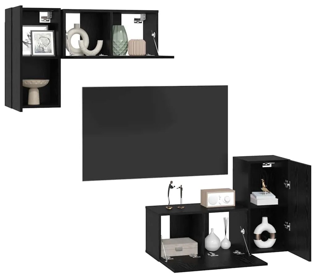vidaXL Σετ επίπλου τηλεόρασης 4 pcs Μαύρη δρυς 60 x 30 x 30 cm