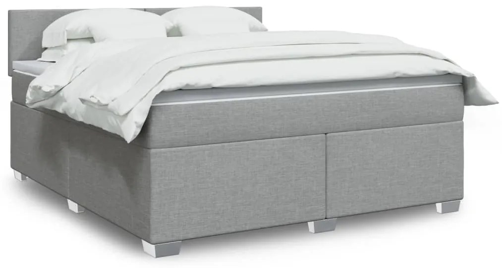 Κρεβάτι Boxspring με Στρώμα Ανοιχτό Γκρι 180x200 εκ. Υφασμάτινο - Γκρι