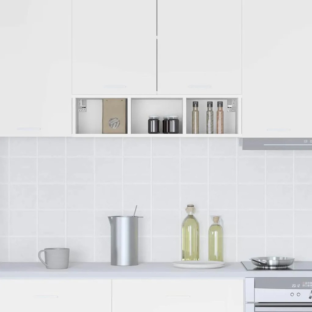 vidaXL Κρεμαστό ντουλάπι με αποθήκευση Riga Λευκό 20 x 29,5 x 80 εκ.