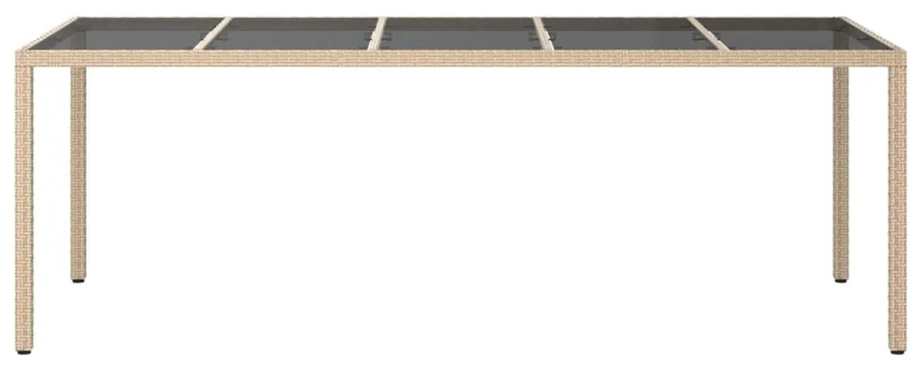 vidaXL Τραπέζι Κήπου Μπεζ 250x100x75 εκ. Ψημένο Γυαλί/Συνθετικό Ρατάν