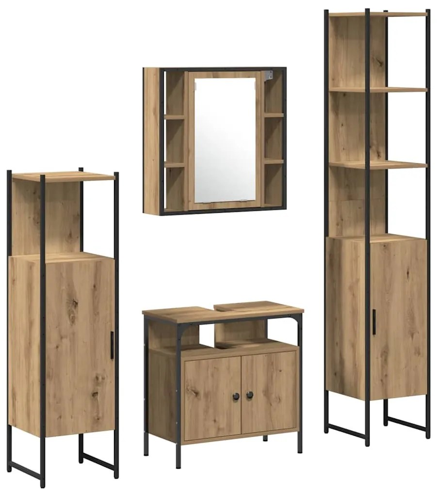 vidaXL Σετ Ντουλαπιών Μπάνιου 4 pcs artisan δρυς 33 x 33 x 185.5 εκ