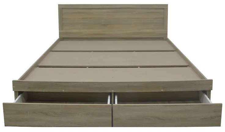 Κρεβάτι Olympus pakoworld με συρτάρι σε sonoma απόχρωση 160x200εκ