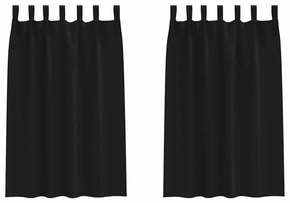 vidaXL Κουρτίνες με κουρτίνες 2 pcs Μαύρο 175x140εκ. Πολυεστέρας