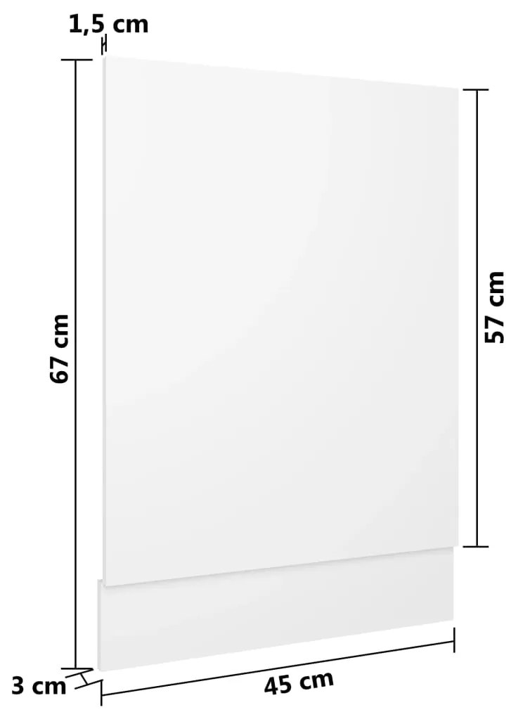 Πρόσοψη Πλυντηρίου Πιάτων Λευκή 45 x 3 x 67 εκ. από Επεξ. Ξύλο - Λευκό