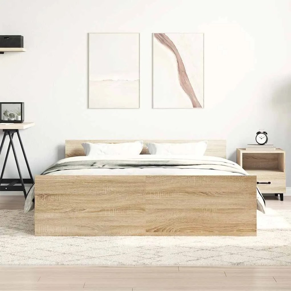 vidaXL Πλαίσιο Κρεβατιού με Κεφαλάρι/Ποδαρικό Sonoma Δρυς 120x190 εκ.