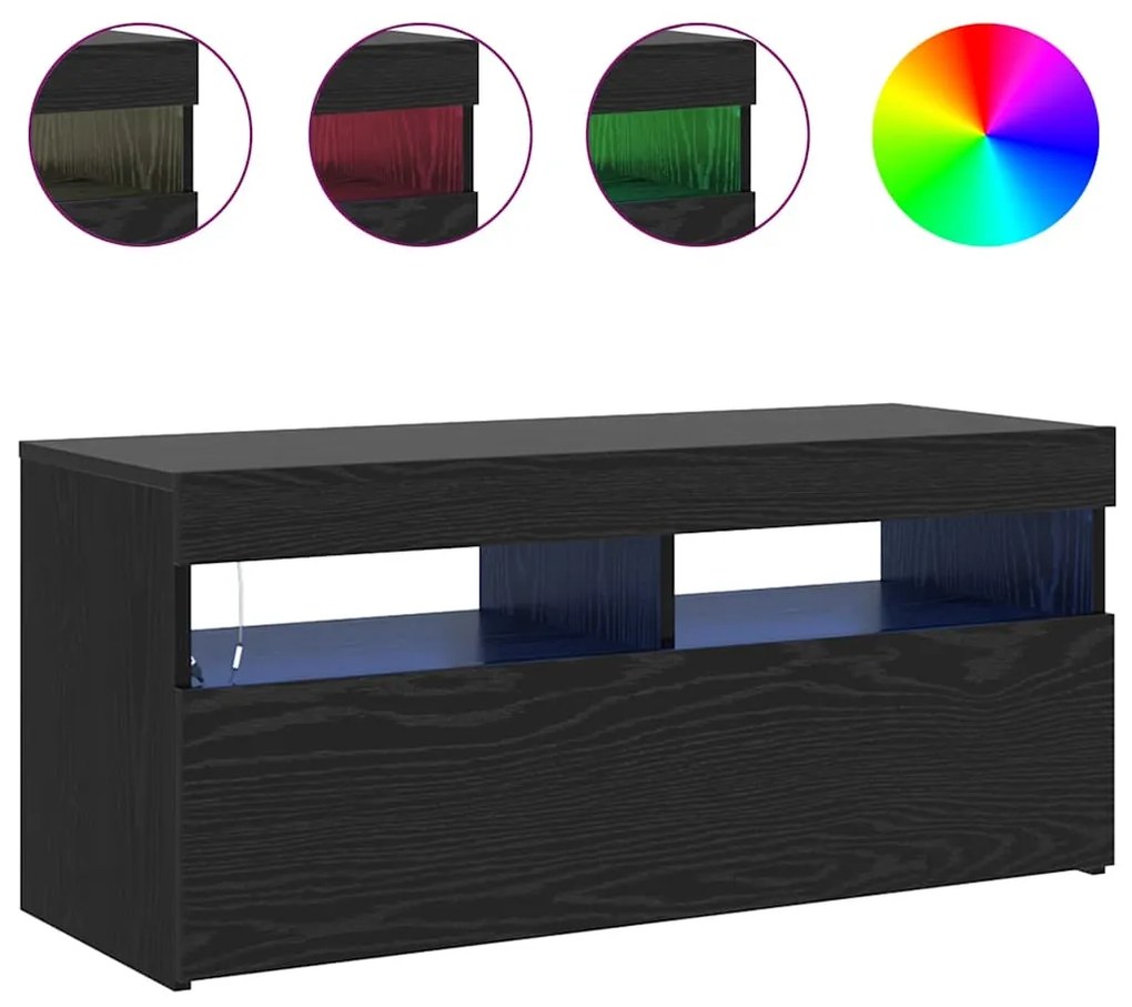 vidaXL Ντουλάπι TV Μαύρο 90 x 35 x 40 εκ. Επεξεργασμένο ξύλο