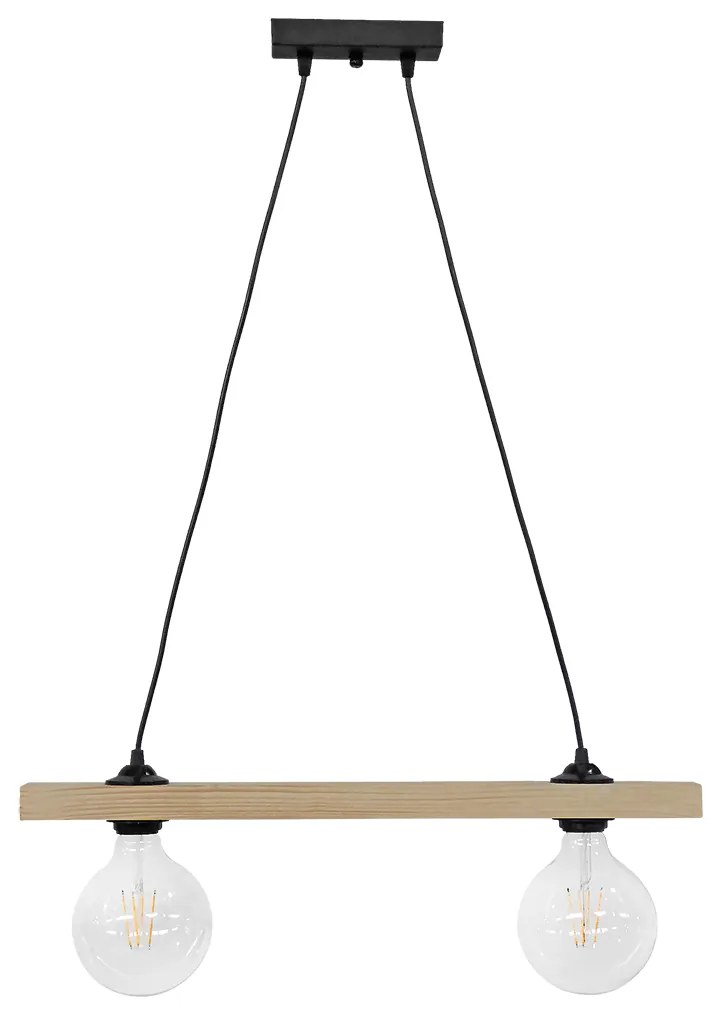 Φωτιστικό Οροφής Δίφωτο Heronia Raga Wood 31-1220 Black/Natural