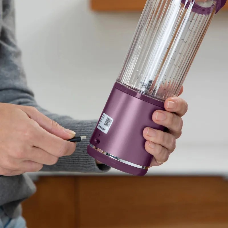 Φορητό μπλέντερ Ninja BC151EUPR, 7.4W, 530 ml, ατσάλινη λεπίδα με 6 λεπίδες, θρυμματισμός πάγου, έως 10 κύκλοι, χωρίς BPA, USB-C, Μωβ