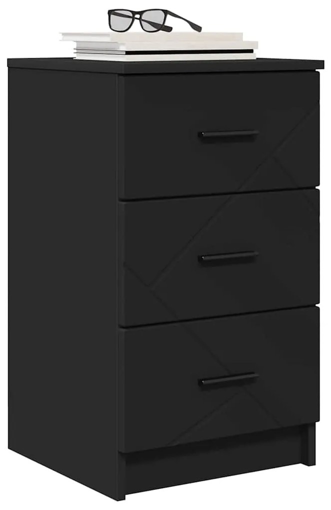 vidaXL Κομοδίνο με συρτάρι Μαύρο 38 x 38 x 66 εκ Επεξεργασμένο ξύλο